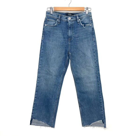Hudson Remi High Rise Straight Crop Step Fray Hem Jean - Blue 26 - Picture 1 of 11